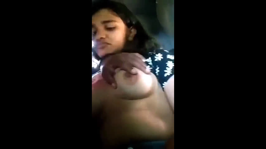 Gf boobs sucking and pressed inside car