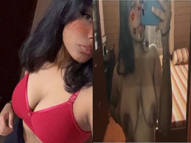 Sexy babe big boobs in bra exposing viral selfie