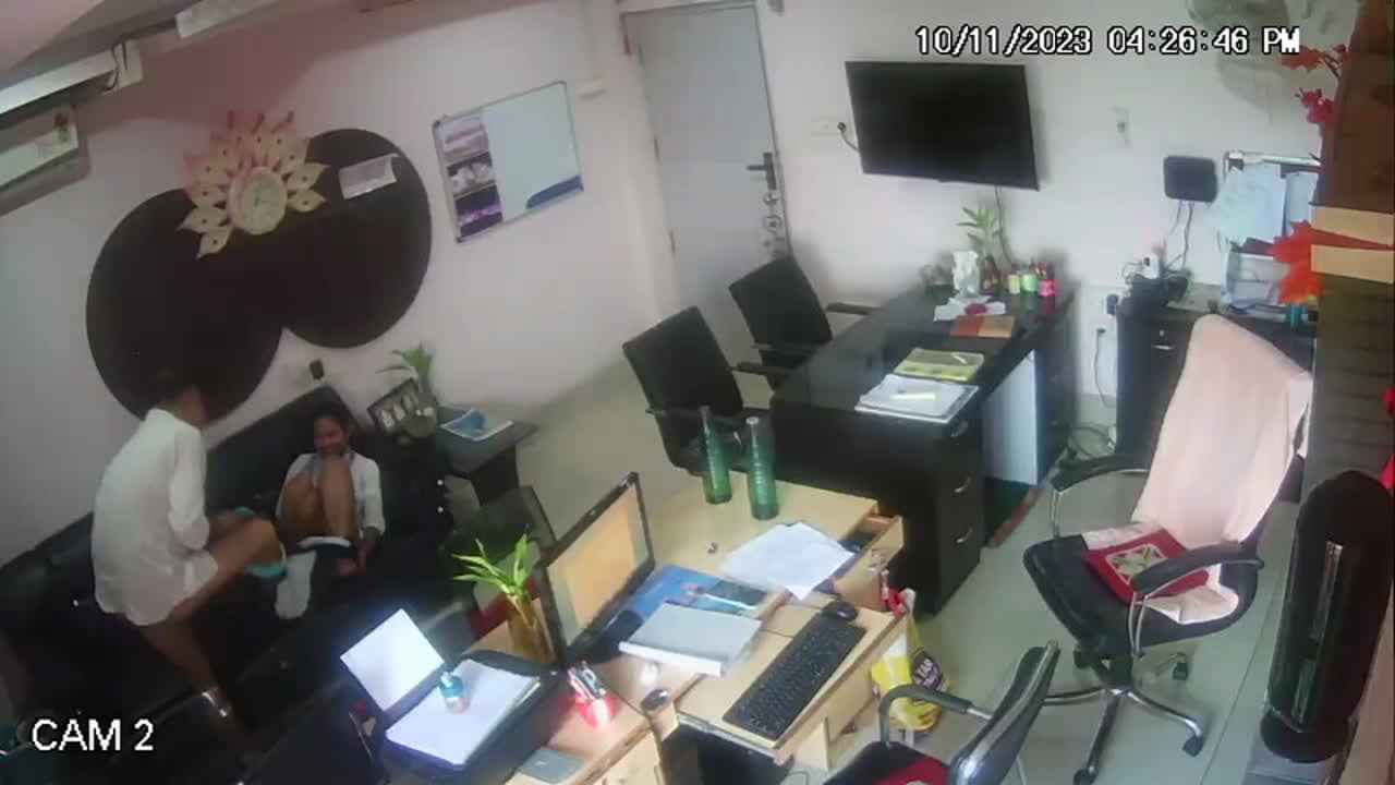 Boss fucking to secretary in office, recorded in cctv cameras
