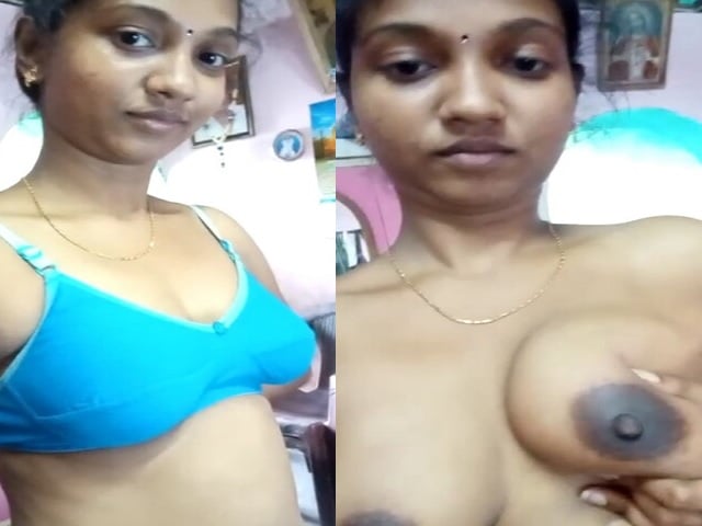 Tamil girl selfie boobs show with dark nipples