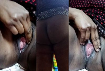 Nude desi village lady shows her hairy pussy and rubs it